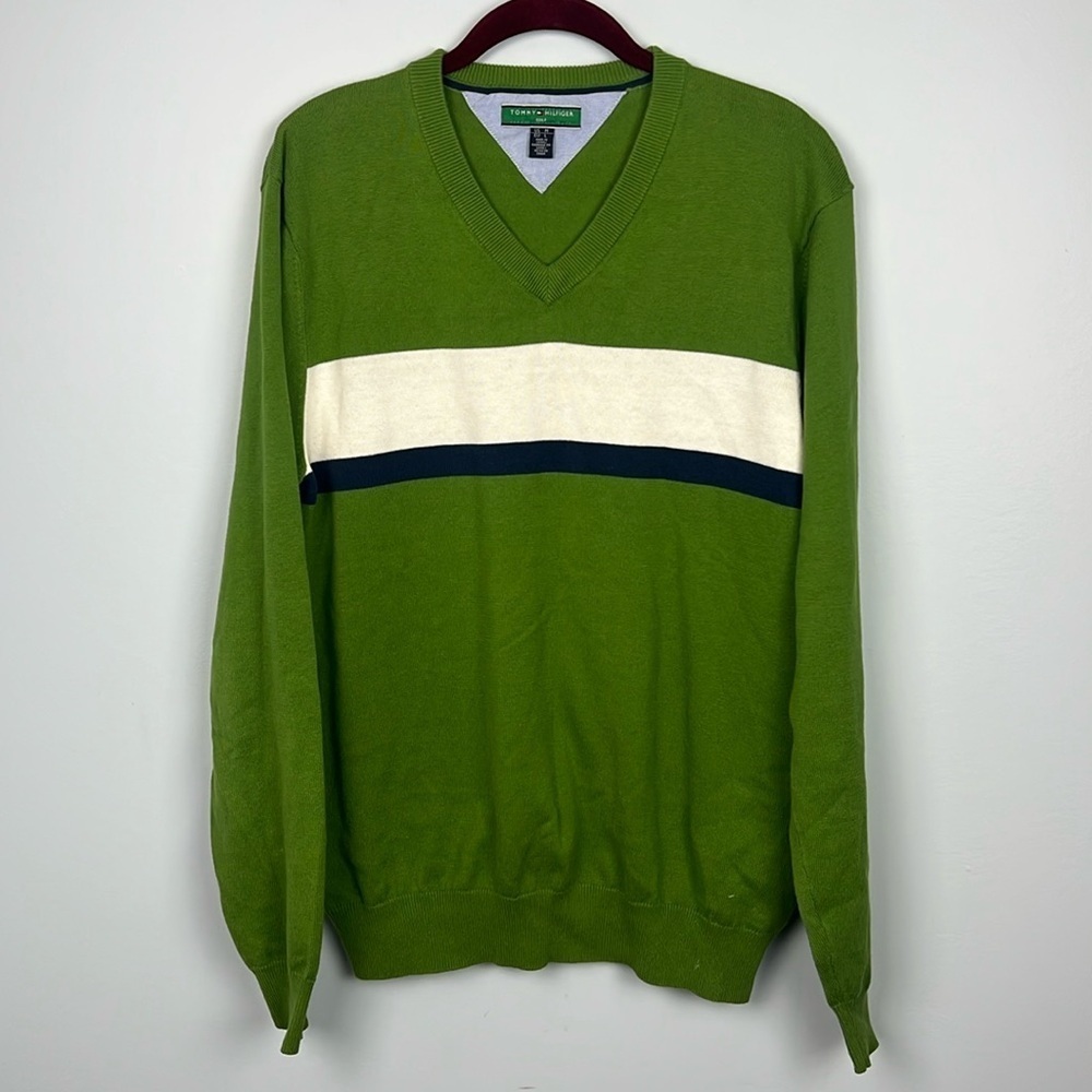 Tommy Hilfiger Golf men’s stripe vneck medium sweater